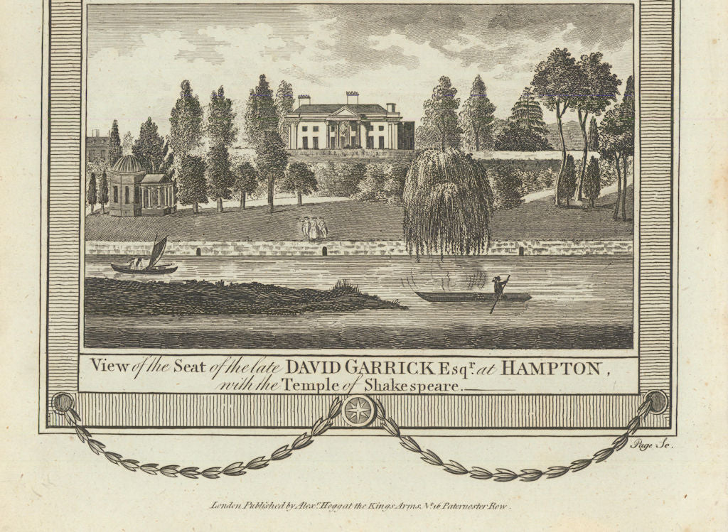 Garrick's Villa & Temple of Shakespeare, Hampton Court Road. WALPOOLE 1794